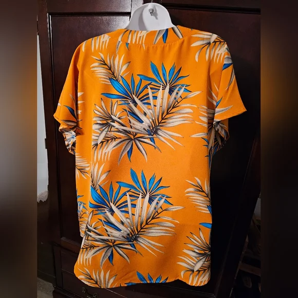 Tropical Orange Blouse Extra Large NWOT - Picture 3 of 5